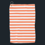 Toalla De Golf Rayas de color coral naranja Vacaciones Pastel de<br><div class="desc">Clásico retro clásico Naranja de color coral y rayas blancas,  diseño de moda de los rayos solares de playa de verano. Naranja clásico Coral color estriado decoración y accesorios de casa. Bandas horizontales en la moda clásica de color coral Naranja,  mantas.</div>