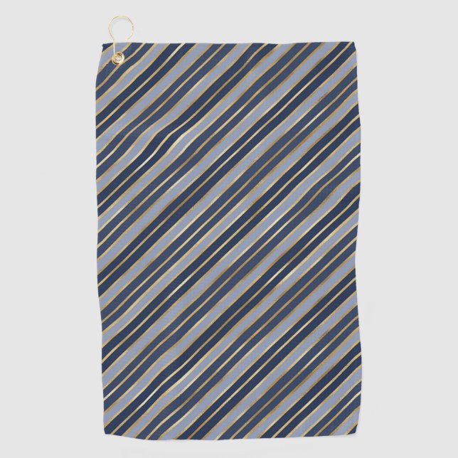 Toalla De Golf Rayas de Navidad con Hilo de Oro y Azul (Anverso)