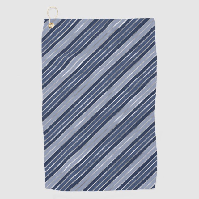 Toalla De Golf Rayas de Navidad de azul y papel de plata (Anverso)