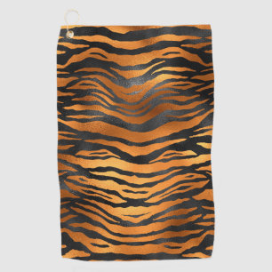 Toalla De Golf Rayas de Tigre Negras Marrones Glamurosas Estampad