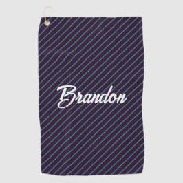 Toalla De Golf Rayas diagonales púrpuras, azules y negras