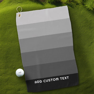 Toalla De Golf Rayas grises retro con nombre simple sans serif