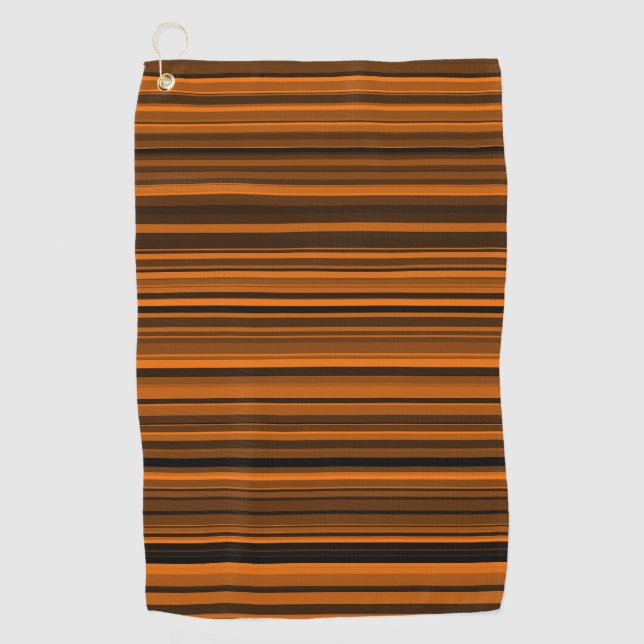 Toalla De Golf Rayas Marrones Negras Naranjas (Anverso)