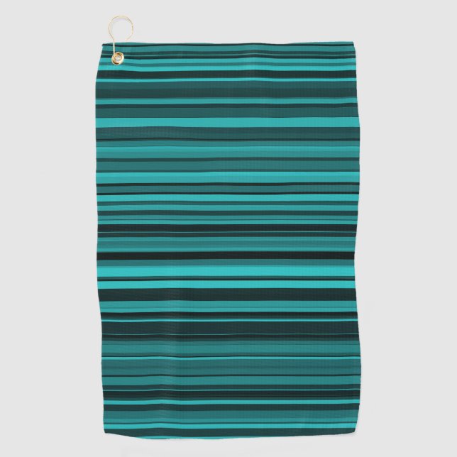 Toalla De Golf Rayas negras verde azuladas (Anverso)