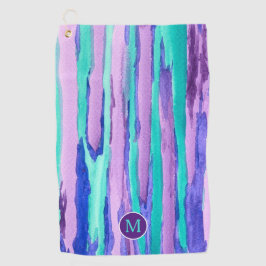 Toalla De Golf Rayas púrpuras del extracto de la turquesa de la