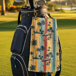 Toalla De Golf Rayas Retro Palmeras Tropicales