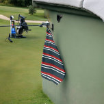 Toalla De Golf Rayas rojas retro<br><div class="desc">El golf es un deporte de club y de baloncesto en el que los jugadores utilizan varios clubes para golpear bolas en una serie de hoyos en un campo en el menor número posible de golpes. Aquí encontrará muchas formas de diseño en muchos productos relacionados con el golf. Para mostrar...</div>
