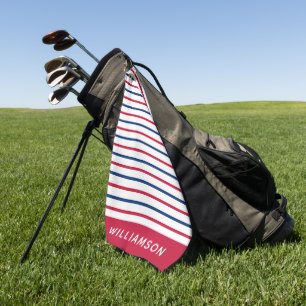 Toalla De Golf Rayas rojas y azules Minimalistas personalizados M