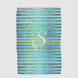 Toalla De Golf Rayas turquesa, verde y blanca 