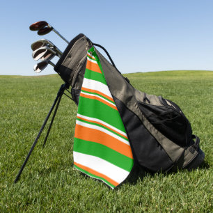 Toalla De Golf Rayas verdes, blancas y Naranjas
