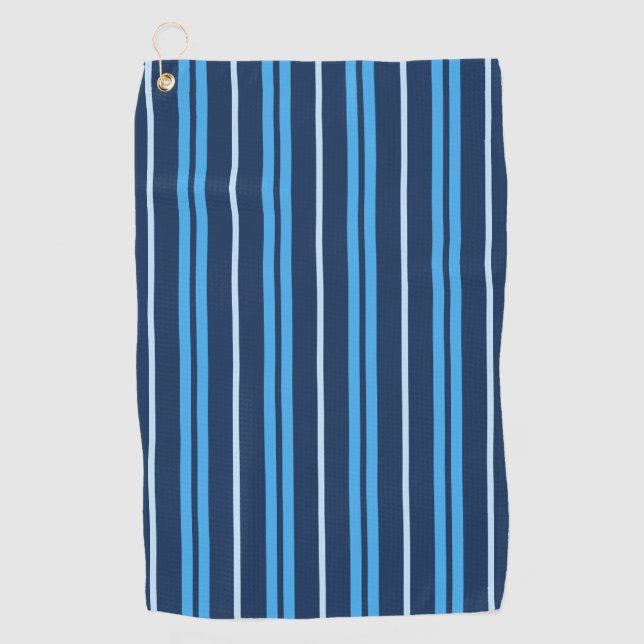 Toalla De Golf Rayas verticales azules de ancho variable (Anverso)