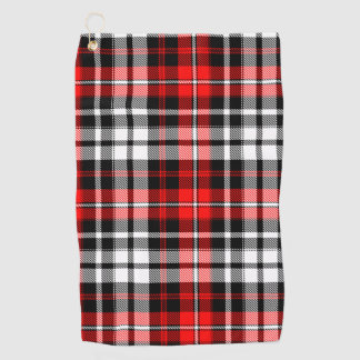 Toalla De Golf Red Black White Plaid Tartan Pattern Design 