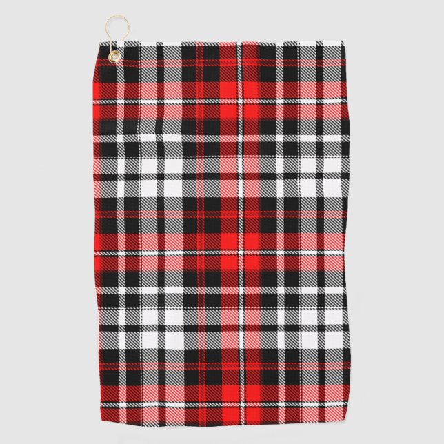 Toalla De Golf Red Black White Plaid Tartan Pattern Design  (Anverso)