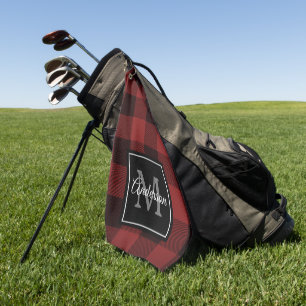 Toalla De Golf Red Buffalo Plaid   Personal Inicial   Regalo