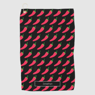 Toalla De Golf Red Hot Chili Pattern Añadir tu nombre Novedad div