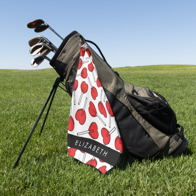 Toalla De Golf Red Lollipops, Heart Lollipops, Lolly, Your Name (Verde)