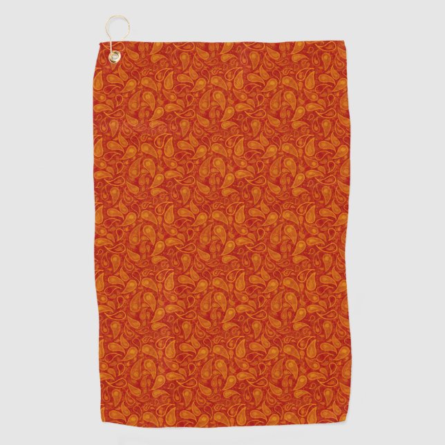 Toalla de Golf Red Naranja Paisley (Anverso)