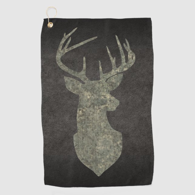 Toalla De Golf Regal Buck Trophy Deer Silhouette en camuflaje (Anverso)