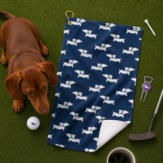 Toalla De Golf Regalo de golfista mamá Dachshund azul marino
