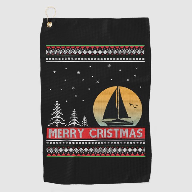 Toalla De Golf Regalo de vela para marineros Navidades feos (Anverso)