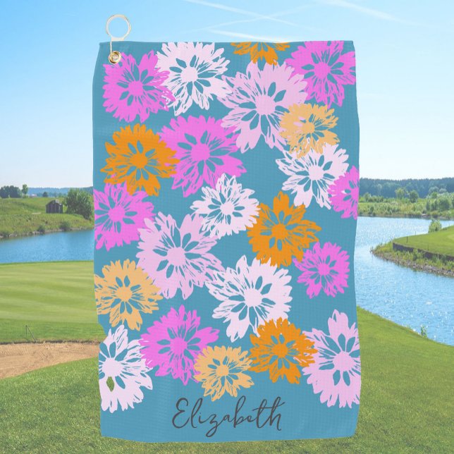 Toalla De Golf Regalo floral moderno para su nombre personalizado (Subido por el creador)