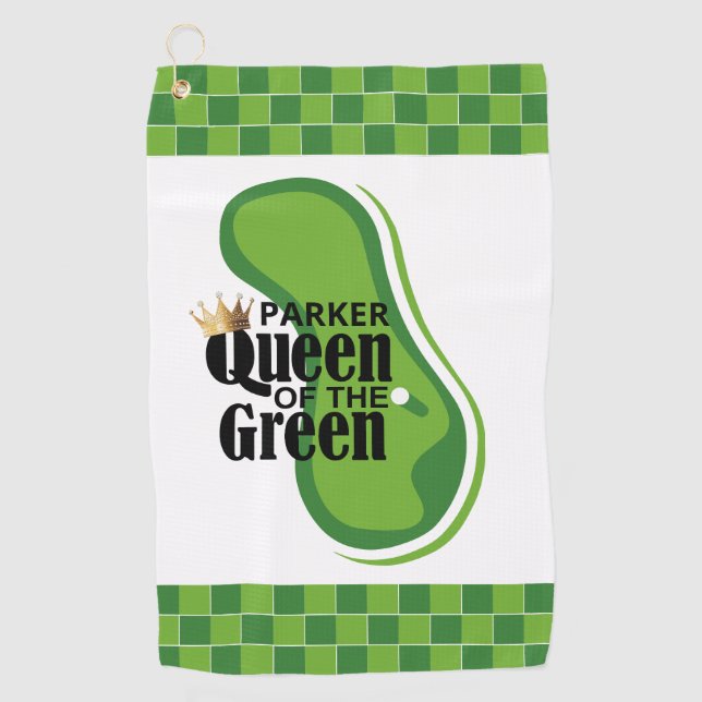Toalla De Golf Reina del Monogramo Verde (Anverso)