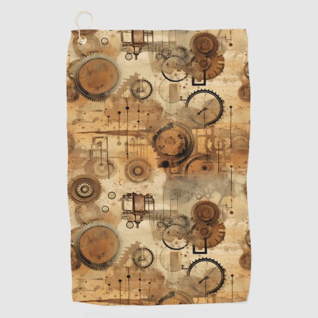 Toalla De Golf Reloj Grunge Rústico Steampunk (Anverso)
