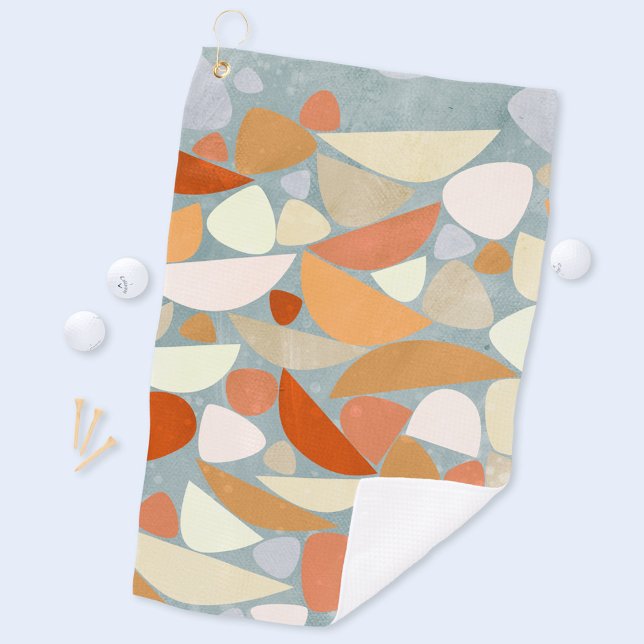 Toalla De Golf Resumen de arte geométrico moderno (Modern abstract orange cream and sea foam pattern art golf towel)