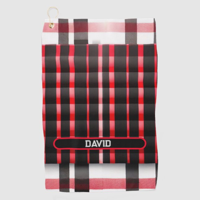 Toalla De Golf Resumen Red Black Plaid Moderno Colección (Anverso)