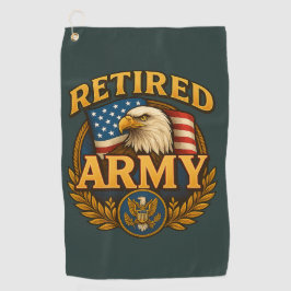 Toalla De Golf Retired ARMY Design with flag & eagle