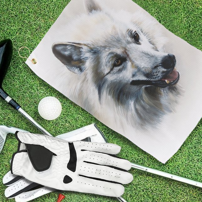 Toalla De Golf Retrato de lobo blanco (Subido por el creador)