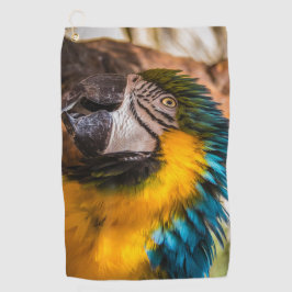 Toalla De Golf Retrato de macao azul y amarillo