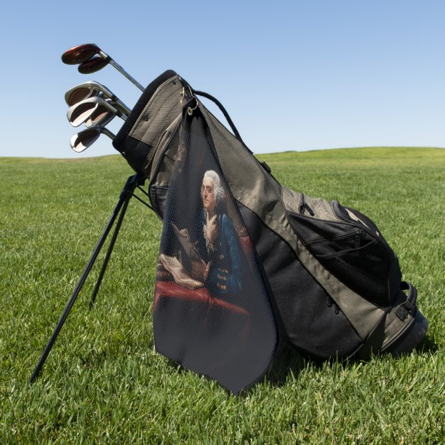 Toalla De Golf Retrato en pulgar, Benjamin Franklin Padre fundado (Verde)