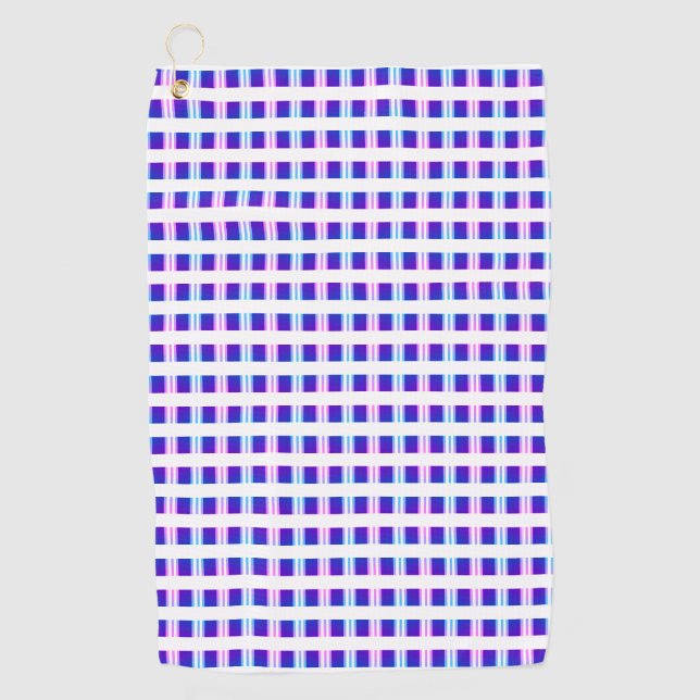 Toalla De Golf retro eléctrico rayado azul y púrpura (Anverso)