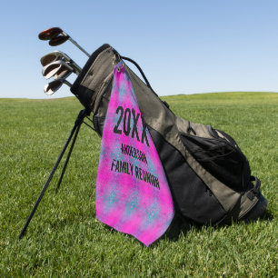 Toalla De Golf Reunión anual de la familia Neon Tie Dye