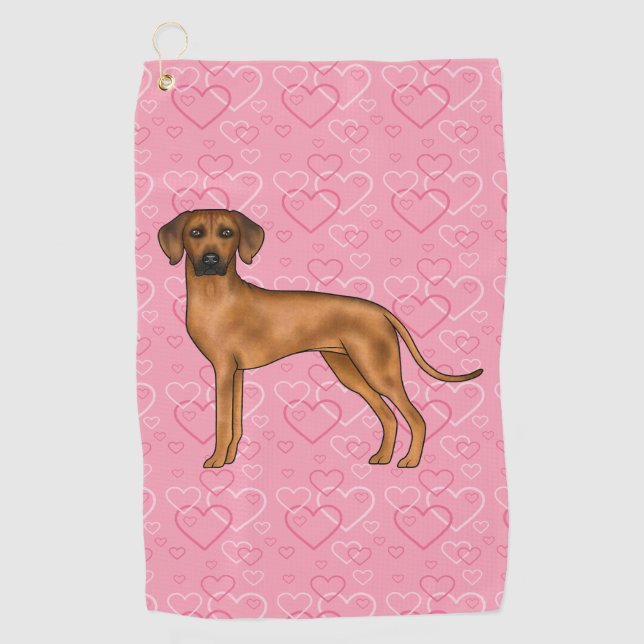 Toalla De Golf Rhodesia Ridgeback Perro Cabeza De Amor Rosa (Anverso)