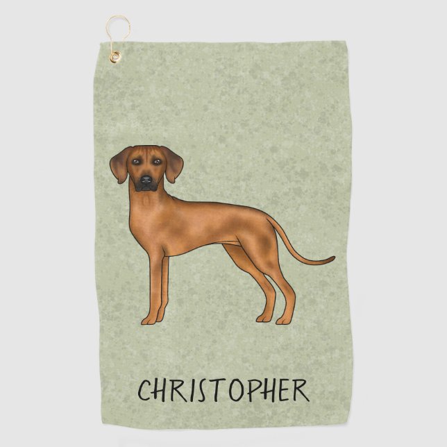 Toalla De Golf Rhodesian Ridgeback Perro Marrón Lindo Con Nombre  (Anverso)