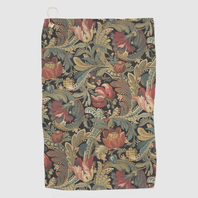 Toalla De Golf Rich Floral Tapestry Brocade Antiguo Clásico (Anverso)
