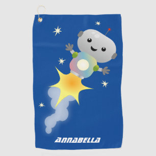 Toalla De Golf Robot lindo volando en el ilustracion del personal