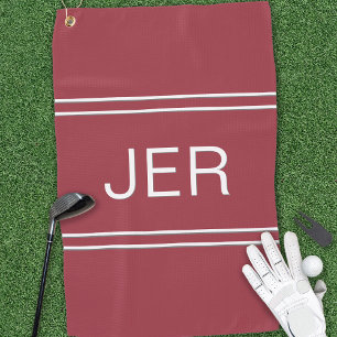 Toalla De Golf Rojo Carmesí Monograma Personalizado Golfista Depo