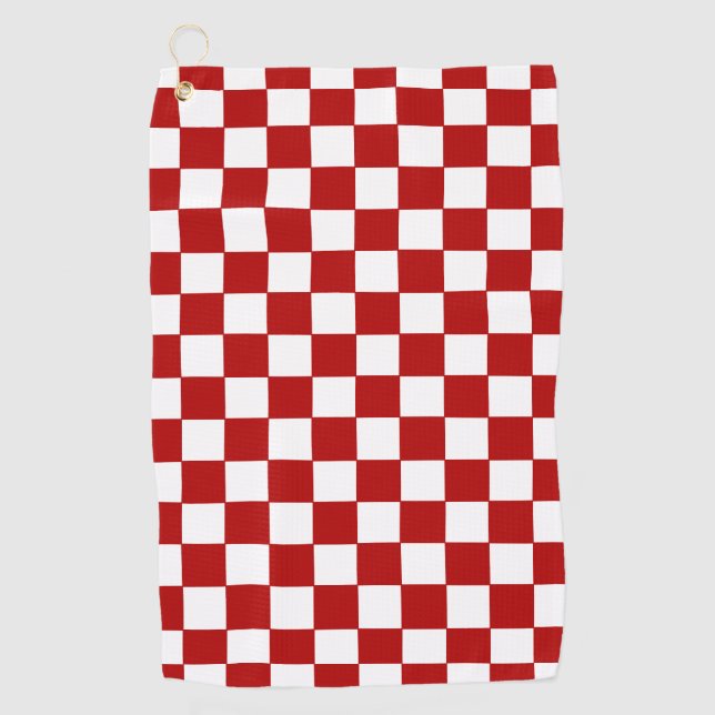 Toalla De Golf Rojo y Blanco a Cuadros  (Anverso)