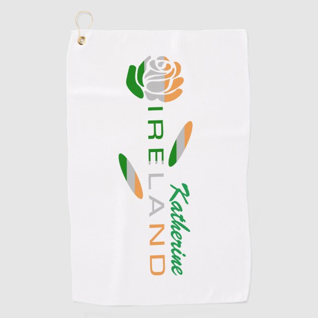 Toalla De Golf Rosa de bandera irlandesa personalizado (Anverso)