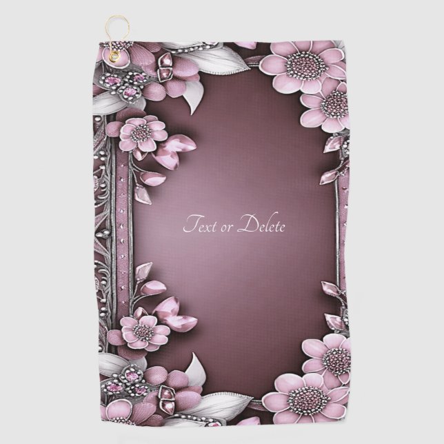Toalla de golf rosa floral (Anverso)