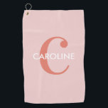 Toalla De Golf Rosa inicial clásico moderno<br><div class="desc">Moderna toalla de golf clásica de color rosa inicial con un estilo moderno y un audaz monograma.</div>