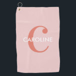 Toalla De Golf Rosa inicial clásico moderno<br><div class="desc">Moderna toalla de golf clásica de color rosa inicial con un estilo moderno y un audaz monograma.</div>