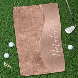Toalla De Golf Rosa metálico Purpurina de oro personalizado