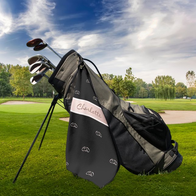Toalla De Golf Rosa negro de las iniciales del monograma oro nomb (Subido por el creador)