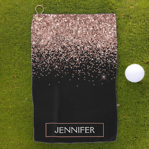 Toalla De Golf Rosa Oro Rubor Purpurina Rosa Girly Monograma Nomb