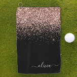 Toalla De Golf Rosa Oro Rubor Purpurina Rosa Girly Monograma Nomb<br><div class="desc">Oro Rosa - Purpurina Rubor Rosado y Negro Esparkle Cepillado Metalizado Nombre Monograma Toalla de Golf. Esto hace que el dulce perfecto cumpleaños 16,  boda,  ducha de novia,  aniversario,  ducha de bebé o fiesta de soltera sea regalo para alguien que ama el lujo glam y los estilos de moda.</div>