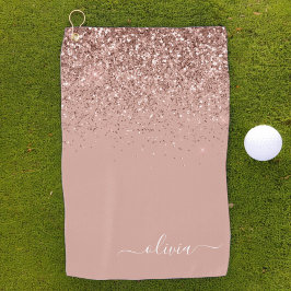Toalla De Golf Rosa Oro Rubor Purpurina Rosa Girly Monograma Nomb